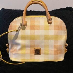 Dooney & Bourke Yellow Quadretto Gingham Check Plaid Zip NWOT Satchel/Crossbody